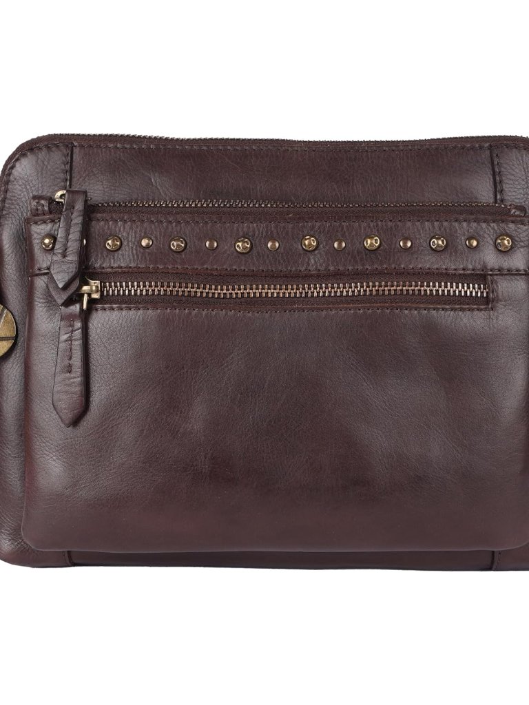 Genuine Italian Leather Boho Studded Shoulder Sling Bag - Stylish, Durable, & Pe